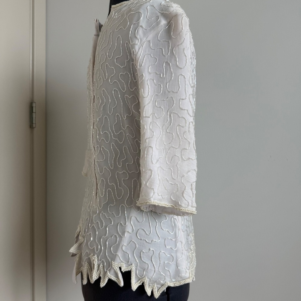 Vintage Silk Beaded Ivory Top - Picture 8 of 13
